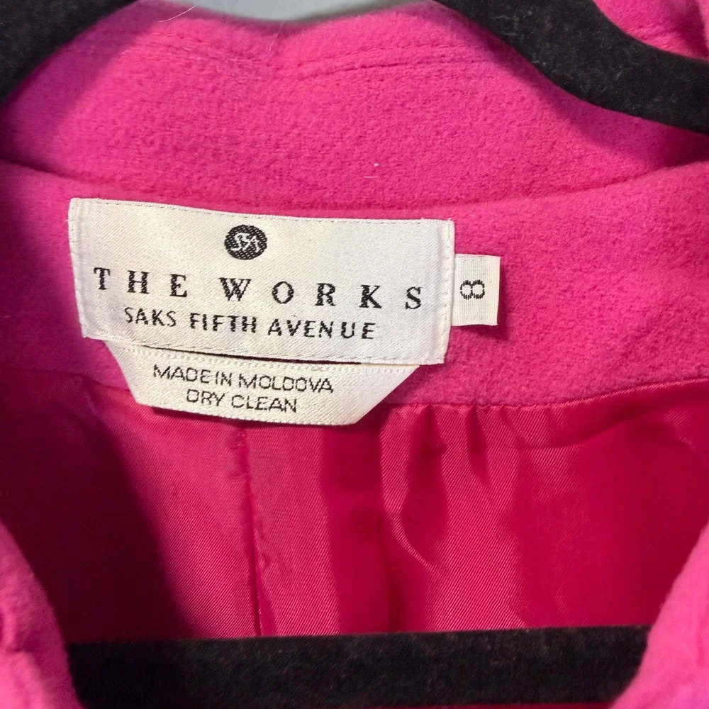 The Works Saks Fifth Avenue Pink Wool Cashmere Blend Button Front Jacket Size 8 - Picture 2 of 7